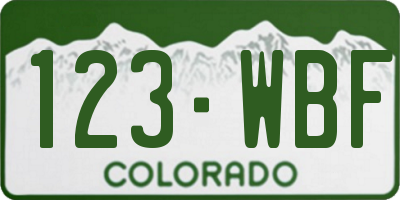 CO license plate 123WBF