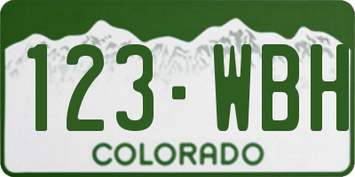 CO license plate 123WBH