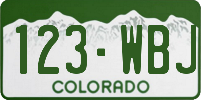 CO license plate 123WBJ