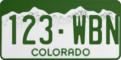 CO license plate 123WBN