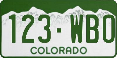 CO license plate 123WBO
