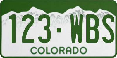 CO license plate 123WBS