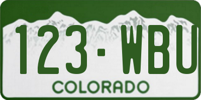 CO license plate 123WBU