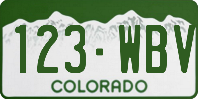 CO license plate 123WBV