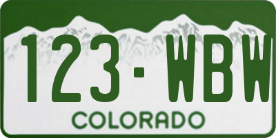 CO license plate 123WBW