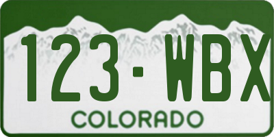 CO license plate 123WBX