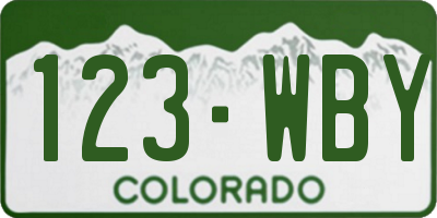 CO license plate 123WBY