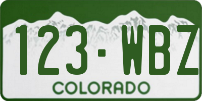 CO license plate 123WBZ