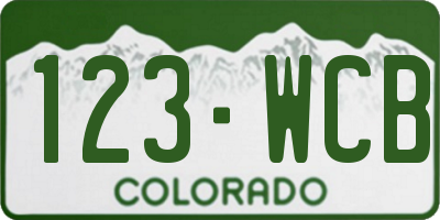 CO license plate 123WCB