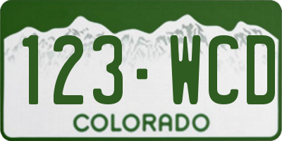 CO license plate 123WCD