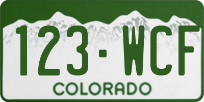 CO license plate 123WCF