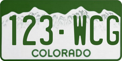 CO license plate 123WCG
