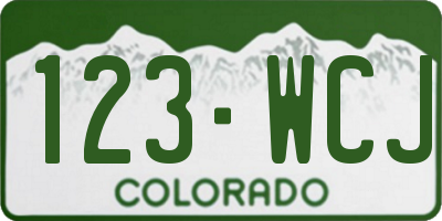 CO license plate 123WCJ