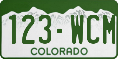 CO license plate 123WCM