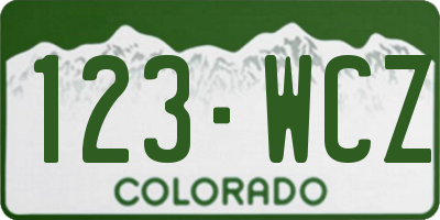 CO license plate 123WCZ