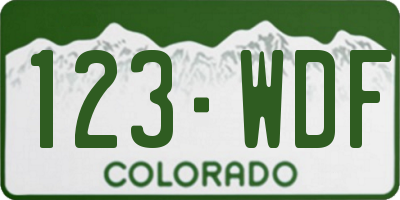 CO license plate 123WDF