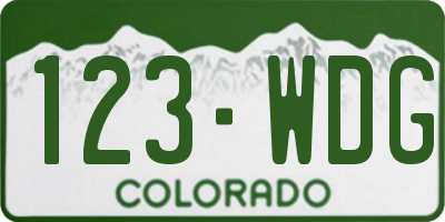 CO license plate 123WDG