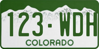CO license plate 123WDH