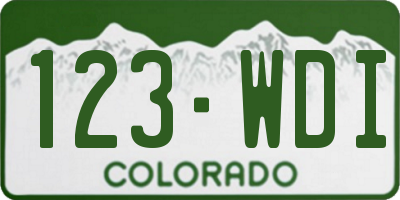 CO license plate 123WDI