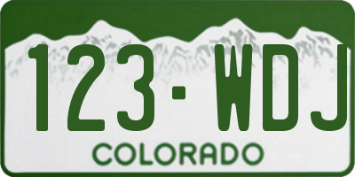 CO license plate 123WDJ