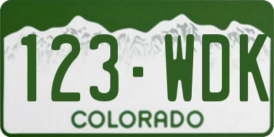 CO license plate 123WDK