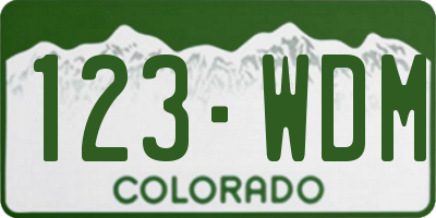 CO license plate 123WDM