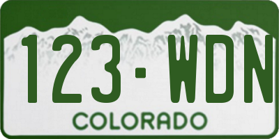 CO license plate 123WDN