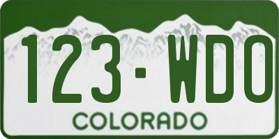 CO license plate 123WDO