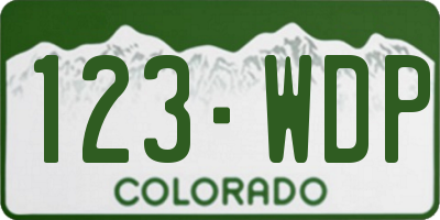 CO license plate 123WDP