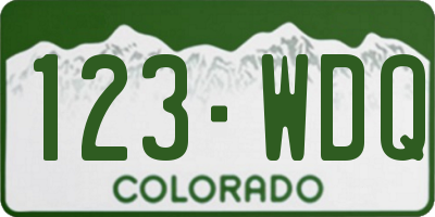CO license plate 123WDQ
