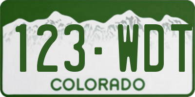 CO license plate 123WDT