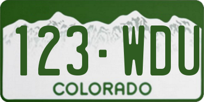 CO license plate 123WDU
