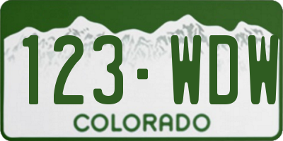 CO license plate 123WDW