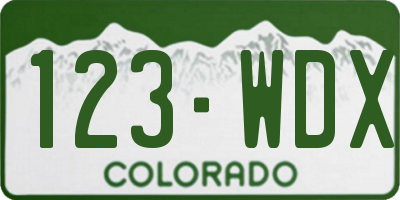 CO license plate 123WDX