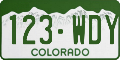CO license plate 123WDY