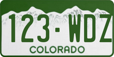 CO license plate 123WDZ