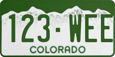 CO license plate 123WEE