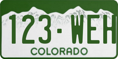 CO license plate 123WEH