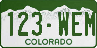CO license plate 123WEM