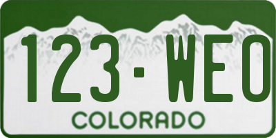 CO license plate 123WEO