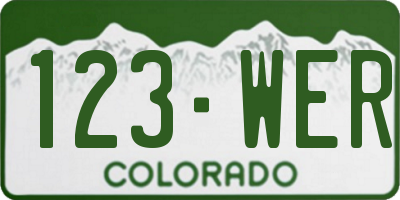 CO license plate 123WER