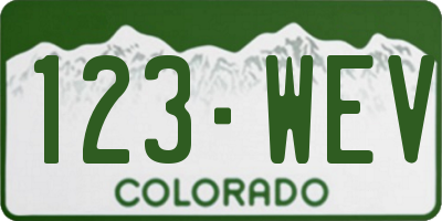 CO license plate 123WEV