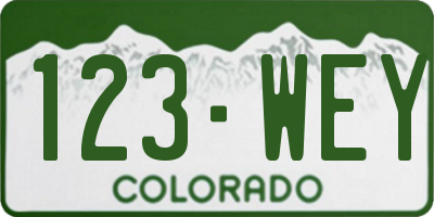 CO license plate 123WEY