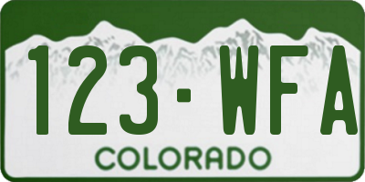 CO license plate 123WFA