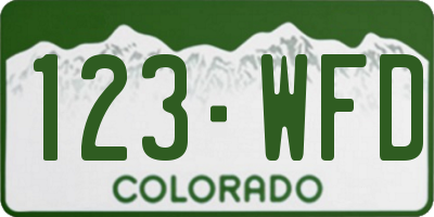 CO license plate 123WFD