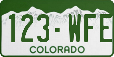 CO license plate 123WFE