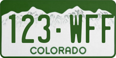 CO license plate 123WFF