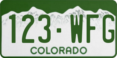 CO license plate 123WFG