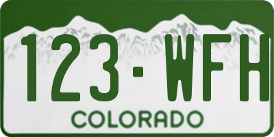 CO license plate 123WFH