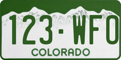 CO license plate 123WFO